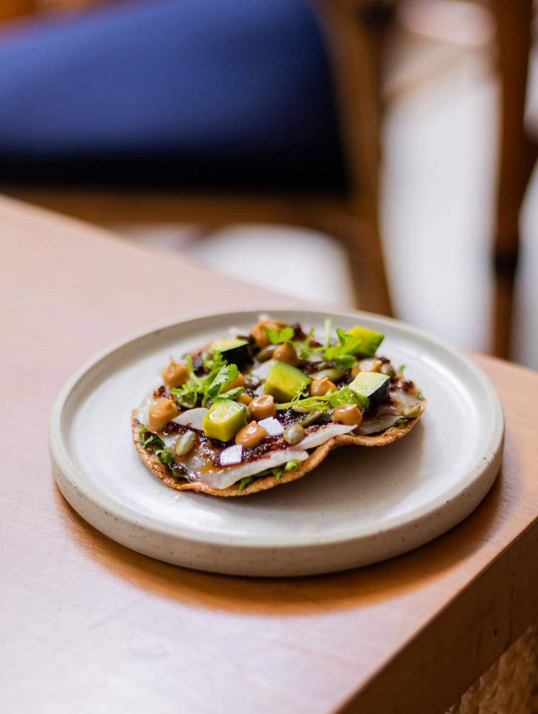 Fish Tostada plating detail